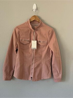 NWT Futario dusty rose zip-front utility jacket size L stretchable fitted